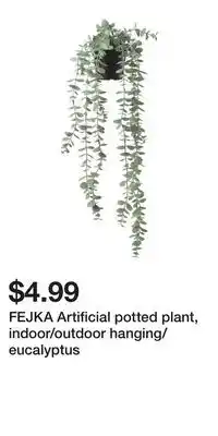 IKEA FEJKA Artificial potted plant, indoor/outdoor hanging/eucalyptus offer