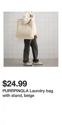 IKEA PURRPINGLA Laundry bag with stand, beige offer