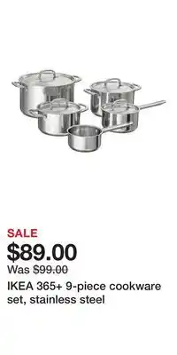 IKEA IKEA 365+ 9-piece cookware set, stainless steel offer
