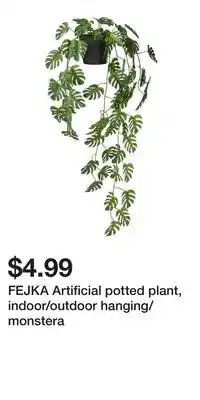 IKEA FEJKA Artificial potted plant, indoor/outdoor hanging/monstera offer