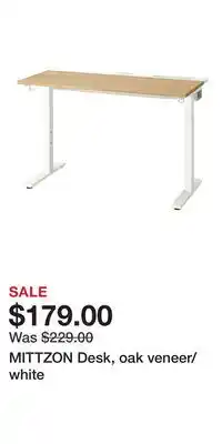 IKEA MITTZON Desk, oak veneer/white offer