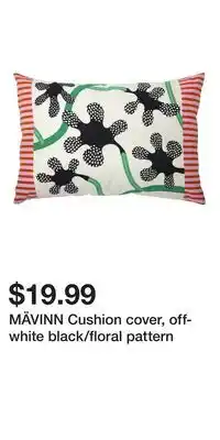 IKEA MÄVINN Cushion cover, off-white black/floral pattern offer