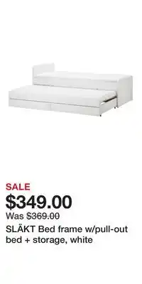 IKEA SLÄKT Bed frame w/pull-out bed + storage, white offer