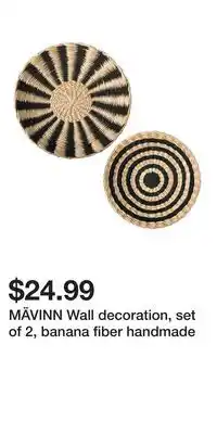 IKEA MÄVINN Wall decoration, set of 2, banana fiber handmade offer