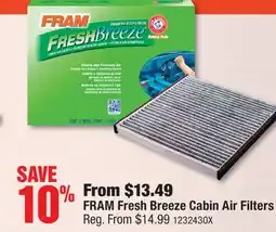 PartSource FRAM Fresh Breeze Cabin Air Filters offer
