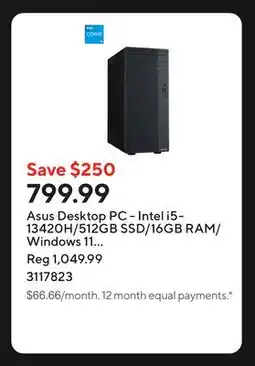 Staples Asus Desktop PC - Intel i5-13420H/512GB SSD/16GB RAM/Windows 11 Home/Grey offer