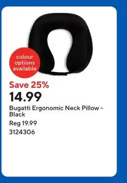 Staples Bugatti Ergonomic Neck Pillow - Black offer