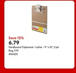 Staples Hardboard Clipboard - Letter - 9 x 12 offer