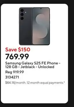 Staples Samsung Galaxy S25 FE Phone - 128 GB - Jetblack - Unlocked offer