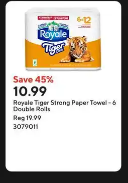 Staples Royale Tiger Strong Paper Towel - 6 Double Rolls offer