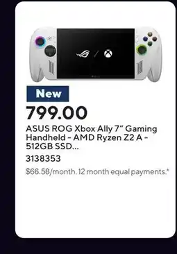 Staples ASUS ROG Xbox Ally 7 Gaming Handheld - AMD Ryzen Z2 A - 512GB SSD - 16GB RAM - Windows 11 Home offer