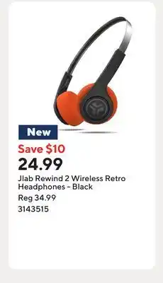Staples Jlab Rewind 2 Wireless Retro Headphones - Black offer