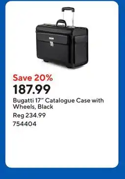 Staples Bugatti 17 Catalogue Case with Wheels, Black offer