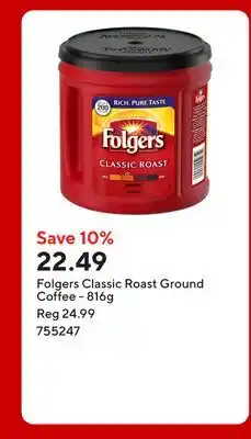 Staples Folgers Classic Roast Ground Coffee offer