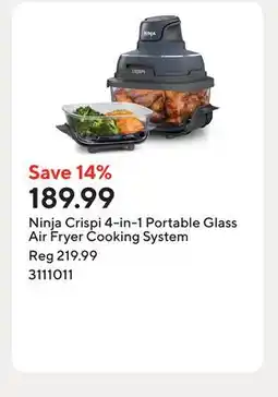Staples Ninja Crispi 4-in-1 Portable Glass Air Fryer Cooking System offer