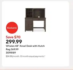 Staples Whalen 48 Ansel Desk with Hutch offer