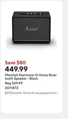 Staples Marshall Stanmore III Home Bluetooth Speaker - Black offer