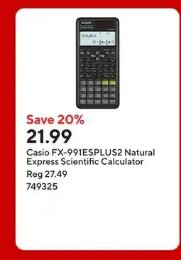 Staples Casio FX-991ESPLUS2 Natural Express Scientific Calculator offer