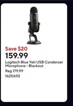 Staples Logitech Blue Yeti USB Condenser Microphone - Blackout offer