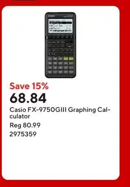 Staples Casio FX-9750GIII Graphing Calculator offer