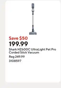 Staples Shark HZ600C UltraLight Pet Pro Corded Stick Vacuum offer