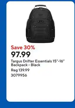 Staples Targus Drifter Essentials 15-16 Backpack - Black offer