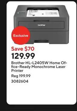Staples Brother HL-L2405W Home Office-Ready Monochrome Laser Printer offer