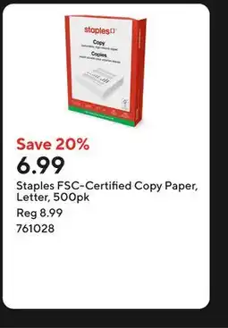 Staples Staples FSC-Certified Copy Paper, Letter offer