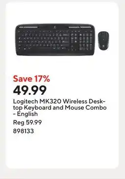 Staples Logitech MK320 Wireless Desktop Keyboard and Mouse Combo - English offer