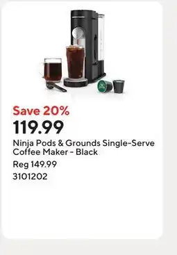 Staples Ninja Pods & Grounds Single-Serve Coffee Maker - Black offer