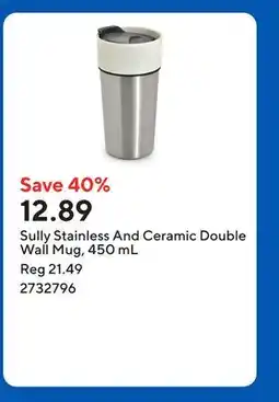 Staples Sully Stainless And Ceramic Double Wall Mug offer