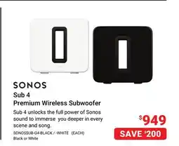 Visions Electronics SONOS Sub 4 Premium Wireless Subwoofer offer