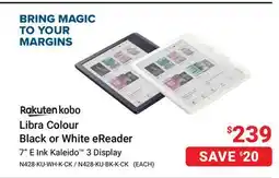 Visions Electronics Rakuten kobo Libra Colour Black or White eReader offer