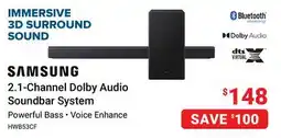 Visions Electronics SAMSUNG 2.1-Channel Dolby Audio Soundbar System offer