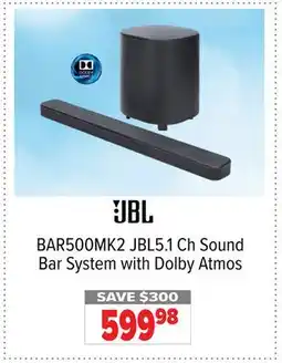 2001 Audio Video BAR500MK2 JBL5.1 Ch Sound Bar System with Dolby Atmos offer
