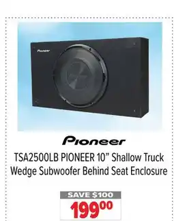 2001 Audio Video TSA2500LB PIONEER 10 Shallow Truck Wedge Subwoofer Behind Seat Enclosure offer