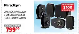2001 Audio Video CINE100CT PARADIGM 5 Sat Speakers & Sub Home Theatre System offer