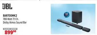 2001 Audio Video BAR700MK2 780-Watt 7.1 Ch. Dolby Atmos Sound Bar offer