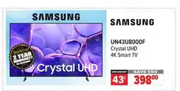 2001 Audio Video UN43U8000F 43 SAMSUNG Crystal UHD 4K Smart TV offer