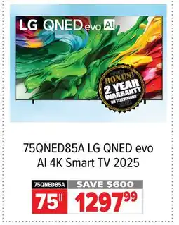 2001 Audio Video LG QNED evo AI 4K Smart TV 2025 75 offer