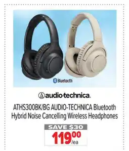 2001 Audio Video ATHS300BK/BG AUDIO-TECHNICA Bluetooth Hybrid Noise Cancelling Wireless Headphones offer