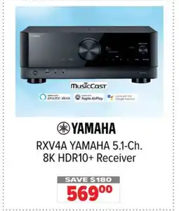 2001 Audio Video RXV4A YAMAHA 5.1-Ch. 8K HDR10+ Receiver offer