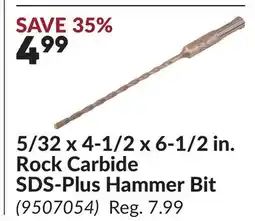 Princess Auto 5/32 x 4-1/2 x 6-1/2 in. Rock Carbide SDS-Plus Hammer Bit offer