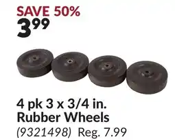 Princess Auto 4 pk 3 x 3/4 in. Rubber Wheels offer