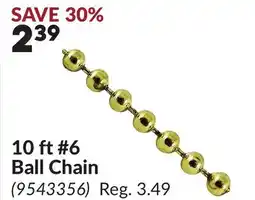 Princess Auto 10 ft #6 Ball Chain offer