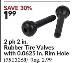 Princess Auto 2 pk 2 in. Rubber Tire Valves with 0.0625 in. Rim Hole offer