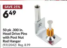 Princess Auto 50 pk. 300 in. Head Drive Pins with Post Nut Rod Hanger offer