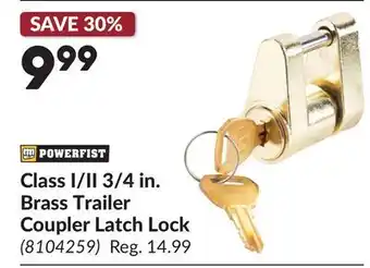 Princess Auto Class I/II 3/4 in. Brass Trailer Coupler Latch Lock offer