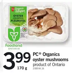 Loblaws PC Organics oyster mushrooms offer