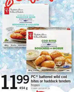 Loblaws PC battered wild cod bites or haddock tenders frozen offer